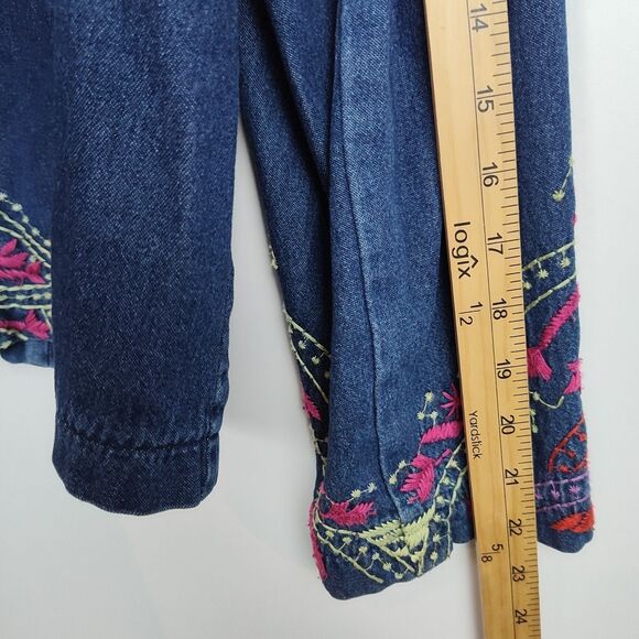 Coldwater Creek Snap-Up Denim Jacket Women's Petite XL Embroidered Floral - Picture 6 of 10